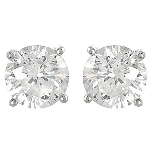 Round White Sapphire Stud Earrings - Earrings