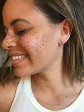 Turquoise & Diamond Earring Studs - Earrings